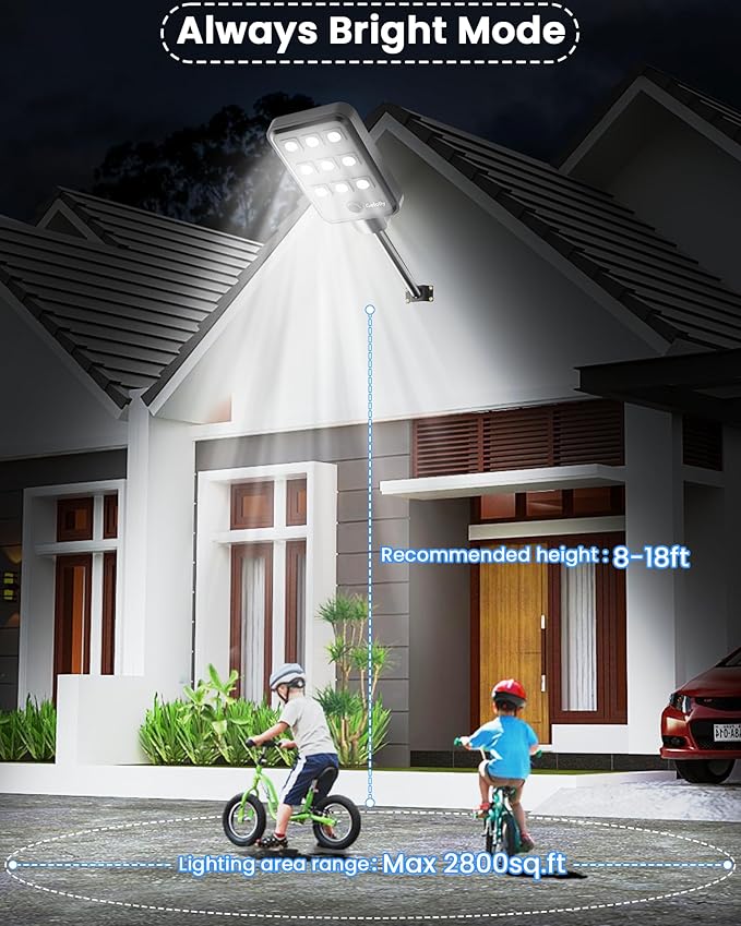 Gefolly G-9000W Solar Street Light Outdoor, Wide Angle Commercial Parking Lot