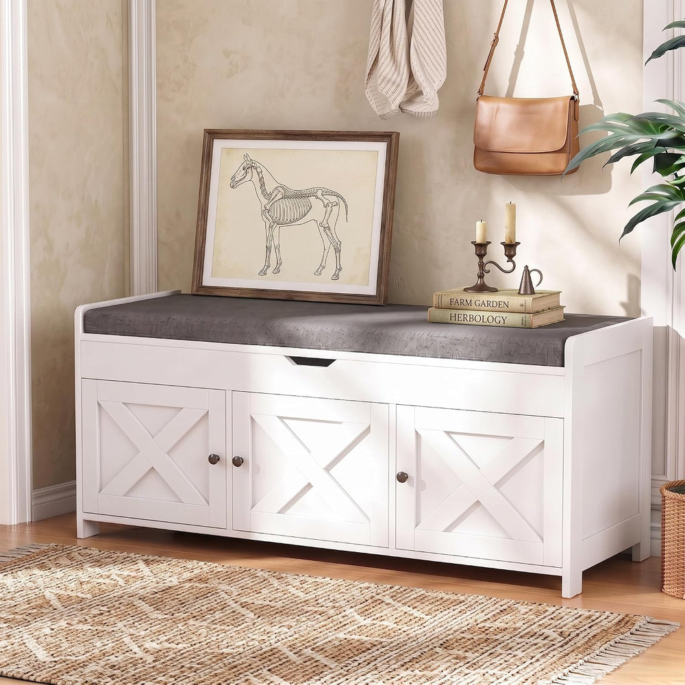 Marsail Shoe Storage Bench with Seating, Farmhouse Entryway Bench with Shoe S...