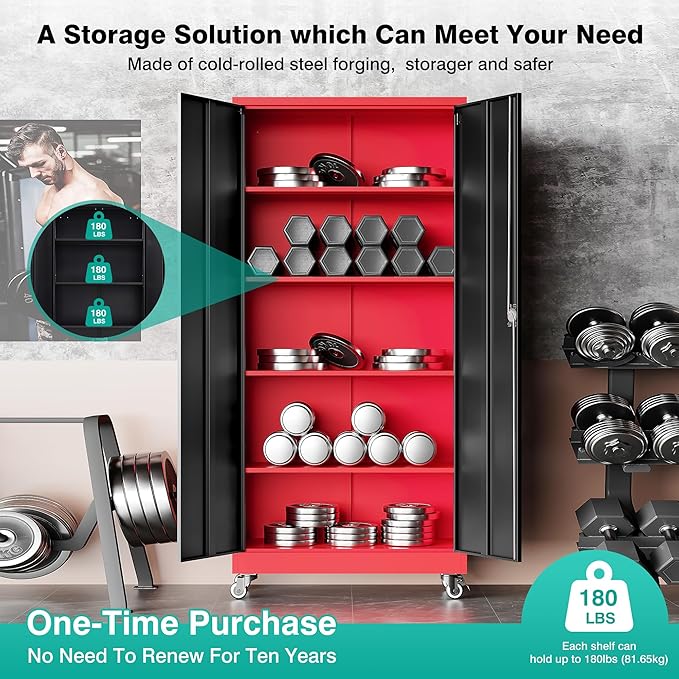 SISESOL 75" Tall Metal Storage Cabinet
