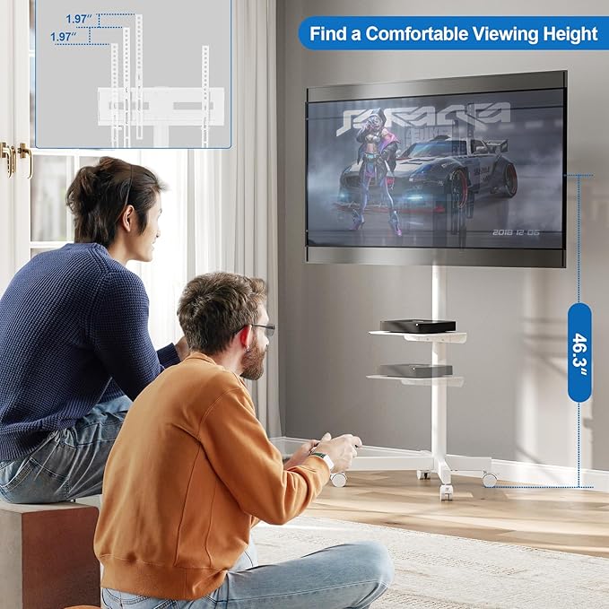 HOLMAXD Mobile TV Stand for 23-65 Inch LCD LED Flat/Curved Panel Screen TVs