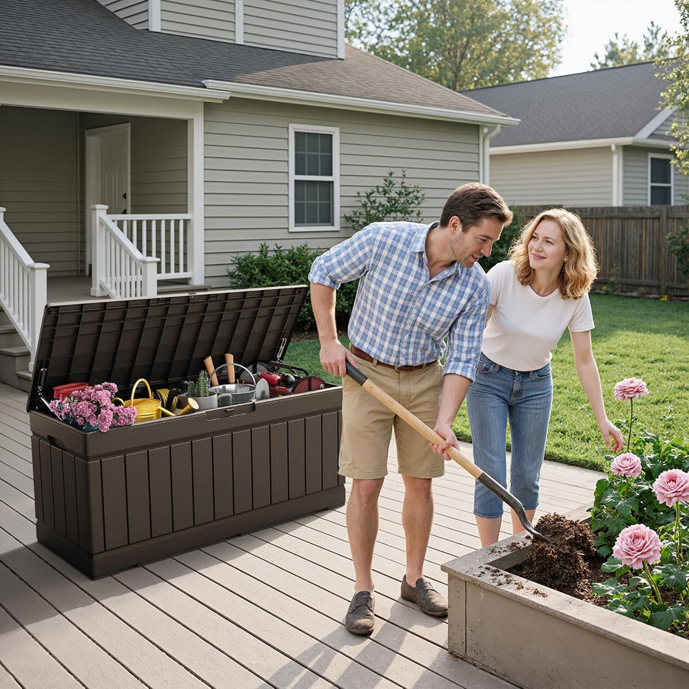 Flamaker Outdoor Storage Box 80 Gallon Resin Waterproof Deck Box