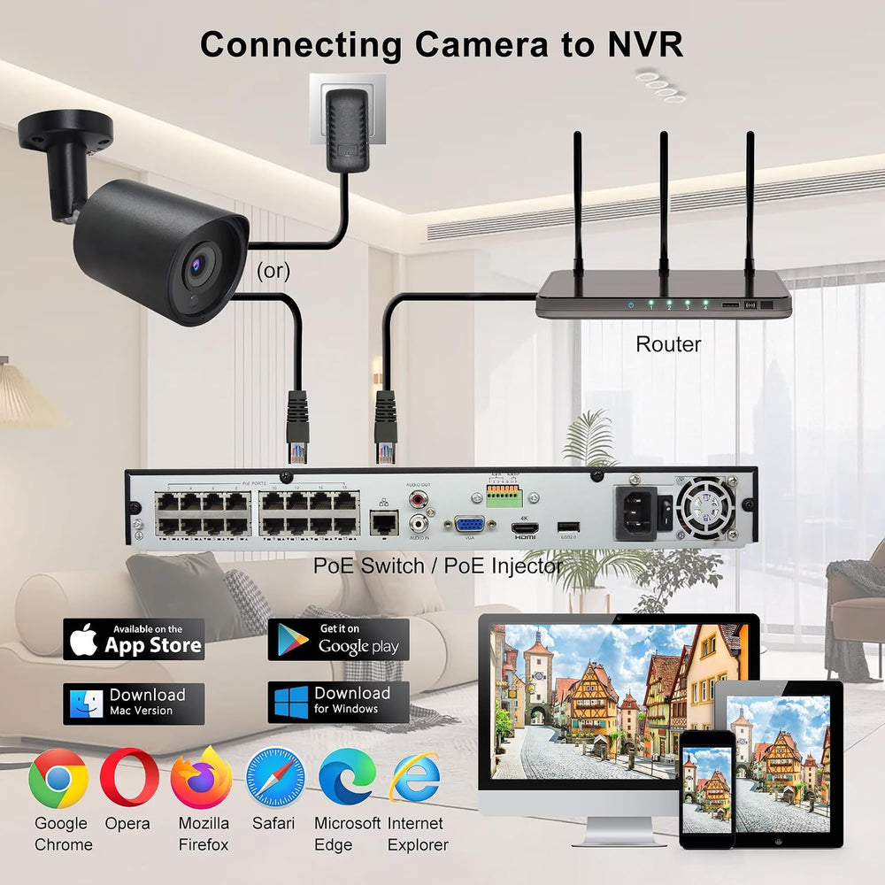 5MP PoE IP Bullet Security Camera with 2.8mm Lens (Black)