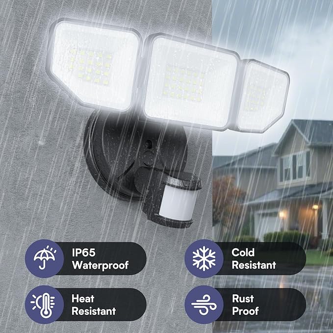 Meloght 65W 6500LM Flood Lights Outdoor Motion Sensor, Hardwired Security