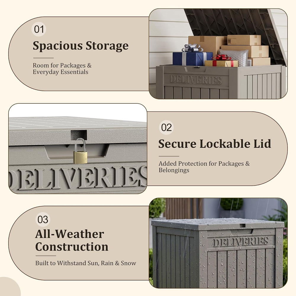 Package Delivery Boxes for Outside, Deck Storage Box Lockable Secure Design