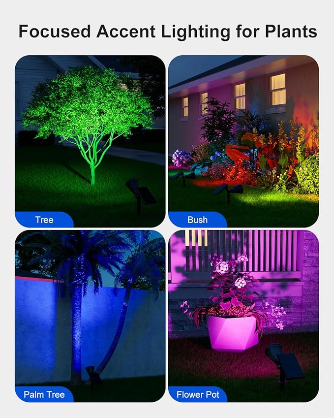 2 Pack Color Changing Solar Spotlights Outdoor