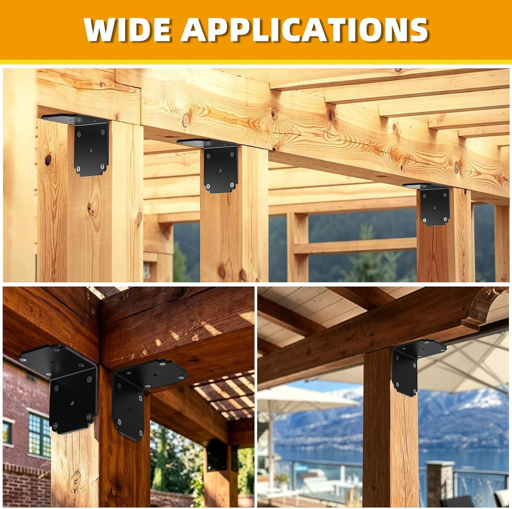 4 PCS 4x4x3.5 Pergola Brackets,Heavy Duty L Right Angle Bracket