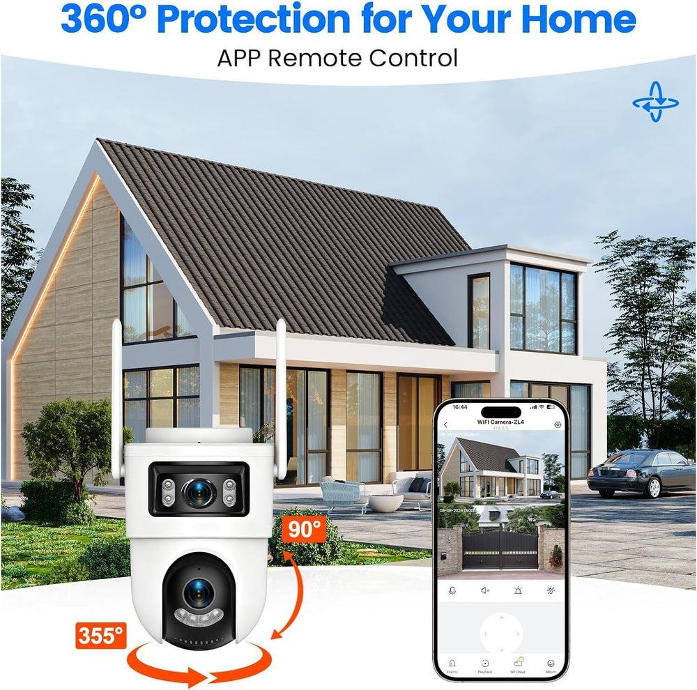Dual-Lens Security Camera Wireless Outdoor 6MP HD WiFi Connection