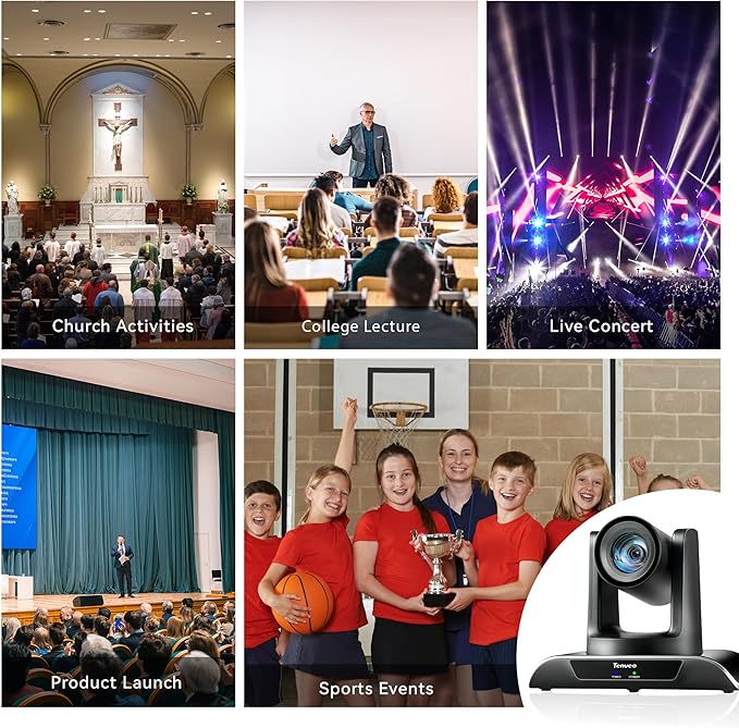 Tenveo HDMI/USB3.0/LAN PTZ Camera AI Humanoid & Face Auto-Tracking, 20X O...