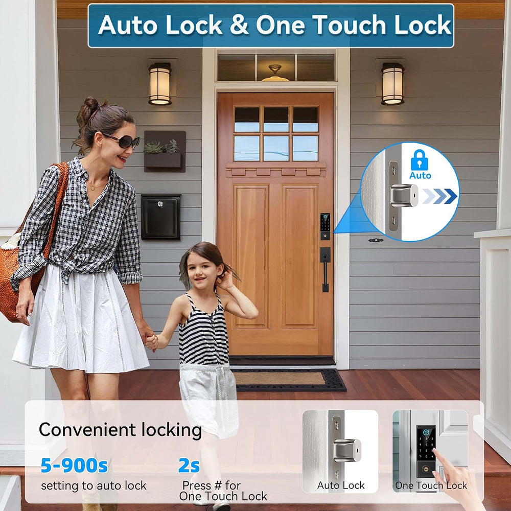 BEBASIA APP Fingerprint Smart Door Lock with Front Door Handle Sets