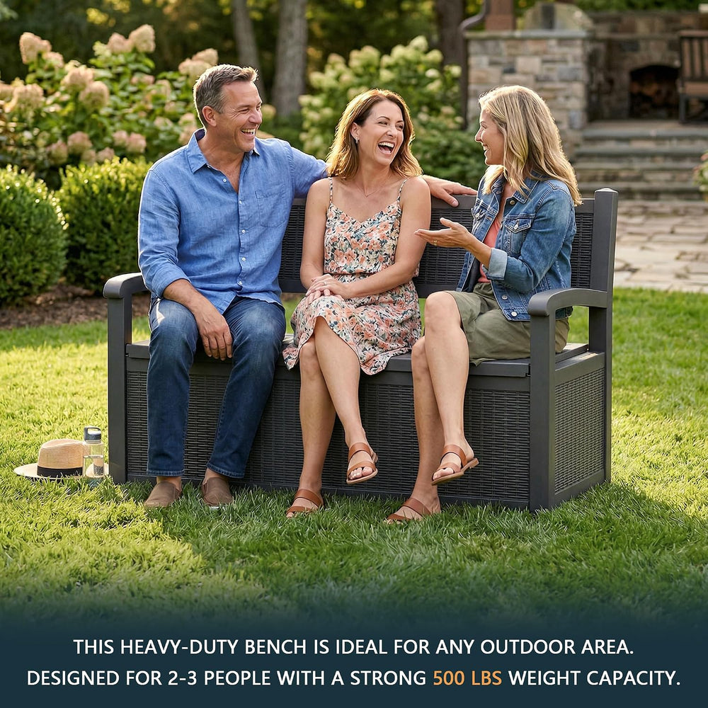 DRATO 75 Gallon Storage Bench Deck Box Outdoor Indoor,Lockable Durable All-We...