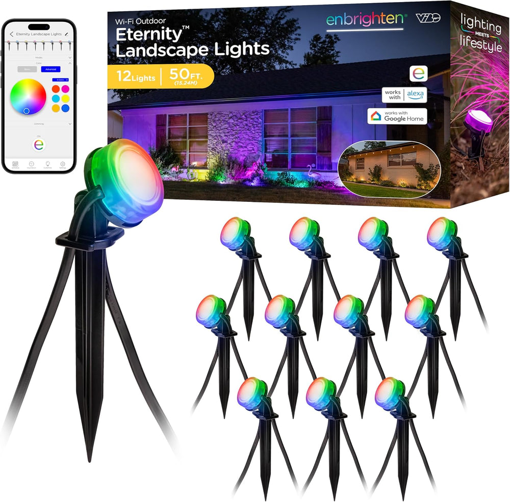 Enbrighten Vibe Eternity Garden Lights, 12 RGBWIC LEDs, Waterproof, Outdoor