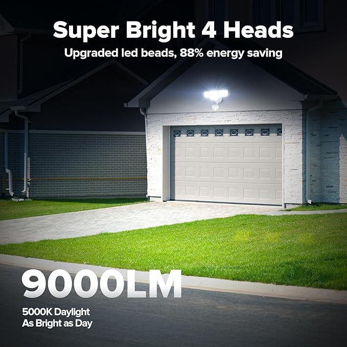 LUTEC 80W 9000LM LED Security Lights Motion Sensor Outdoor Lights, 4 Head LED...