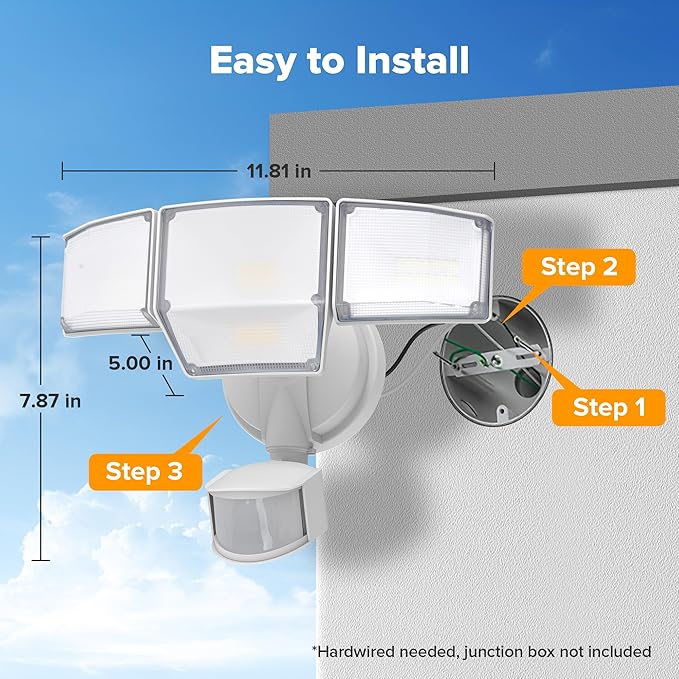 LUTEC 80W 9000LM LED Security Lights Motion Sensor Outdoor Lights, 4 Head LED...