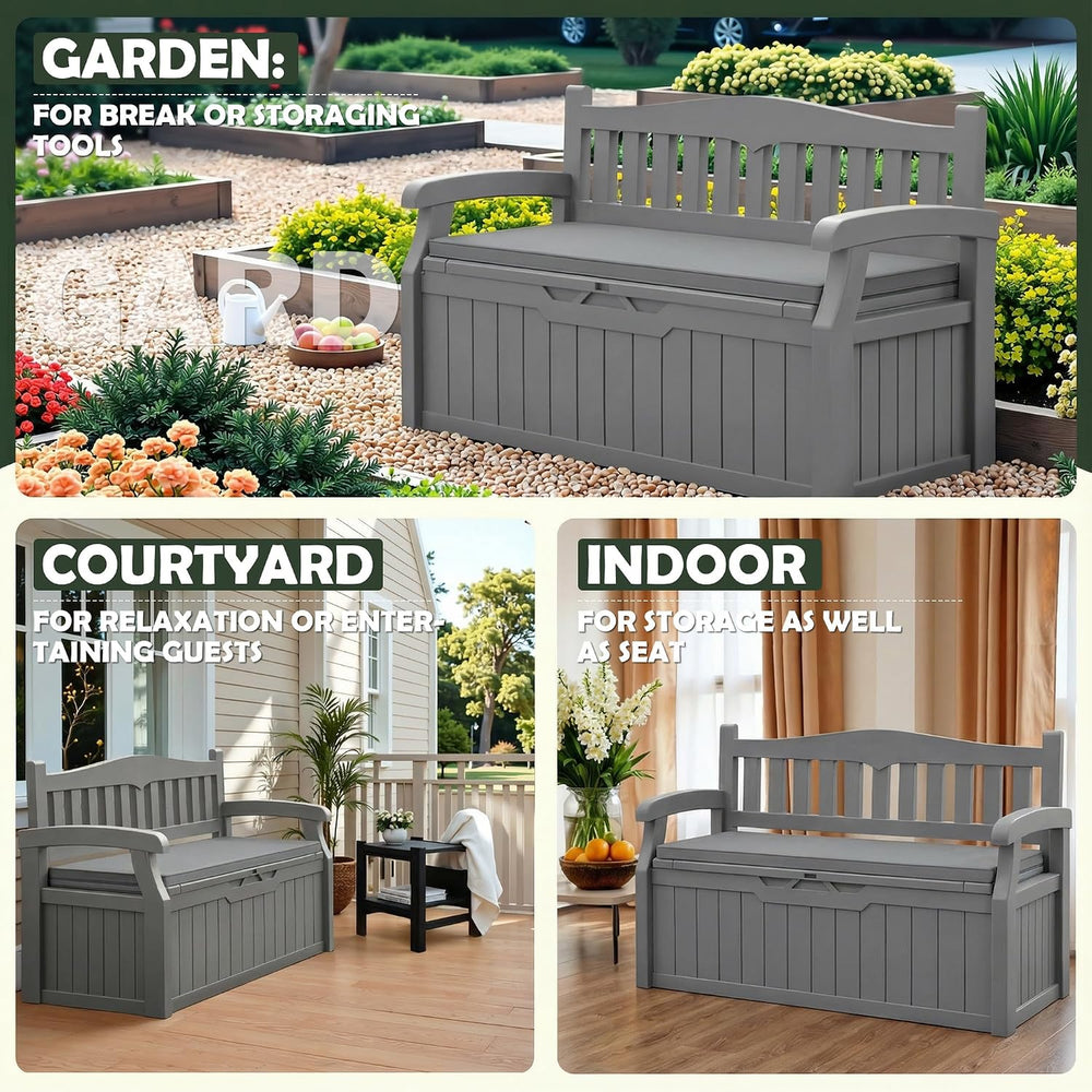 Flamaker 80 Gallon Storage Bench with Cushion, Waterproof, All-Weather