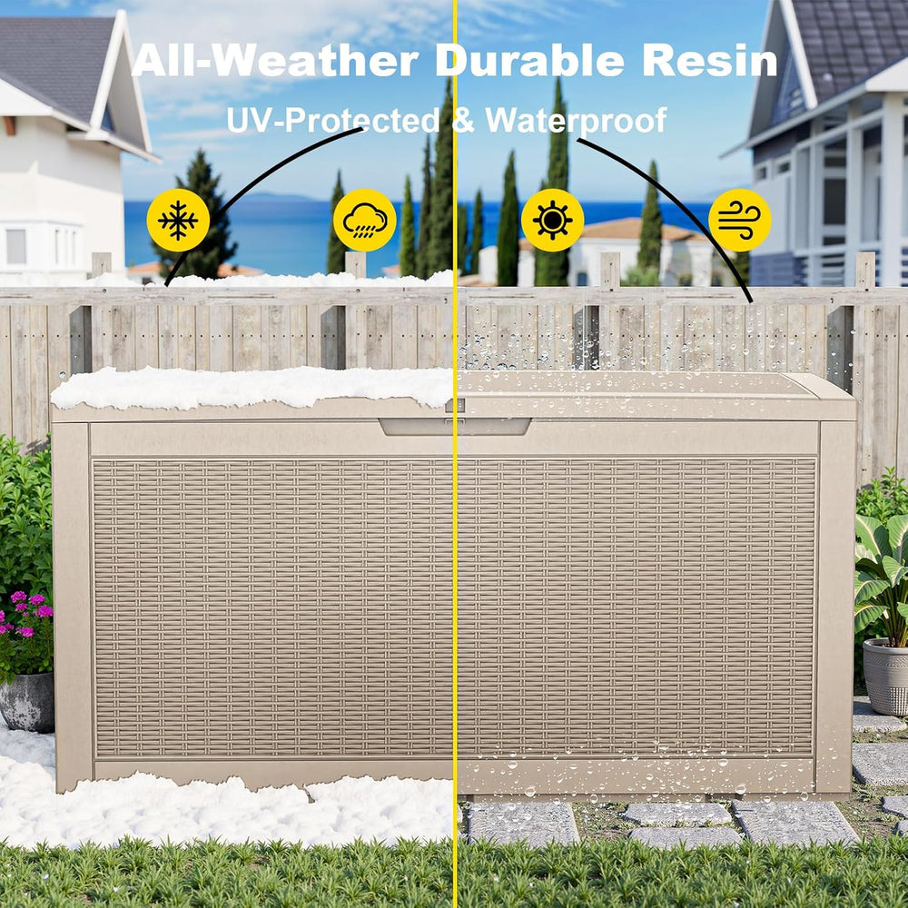 100Gal Waterproof Outdoor Storage Box UV Resistant Deck Box