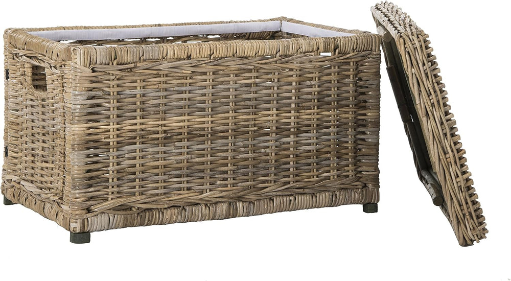 happimess Elijah 31" Wicker Storage Trunk Footlocker Chest, Natural