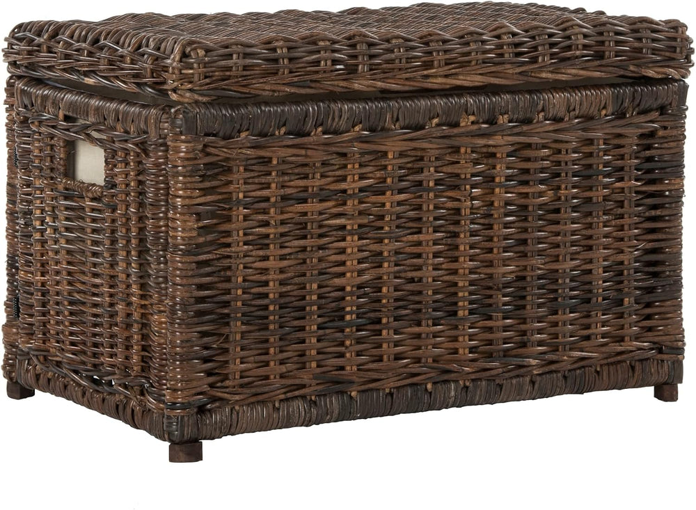 happimess Elijah 31" Wicker Storage Trunk Footlocker Chest, Brown