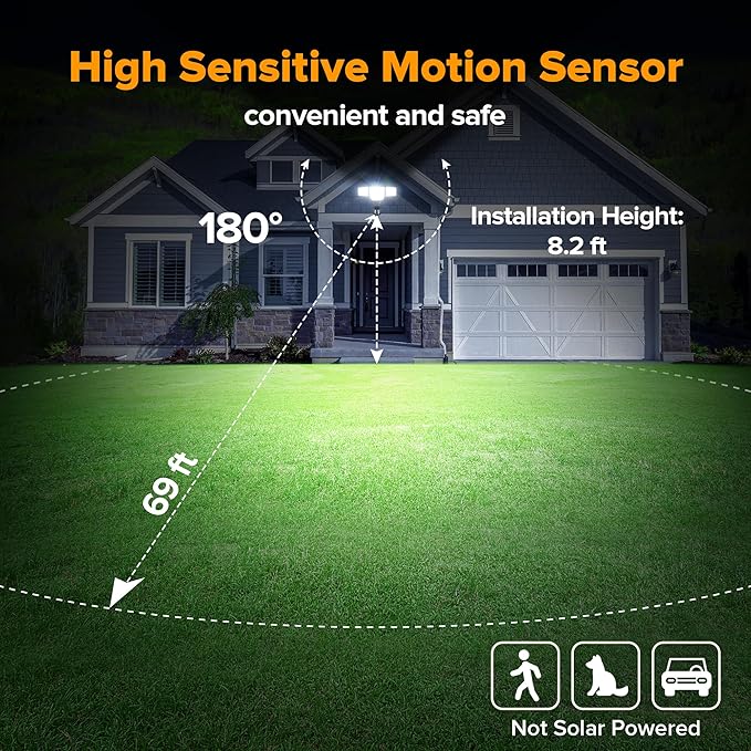 LUTEC 80W 9000LM LED Security Lights Motion Sensor Outdoor Lights, 4 Head LED...