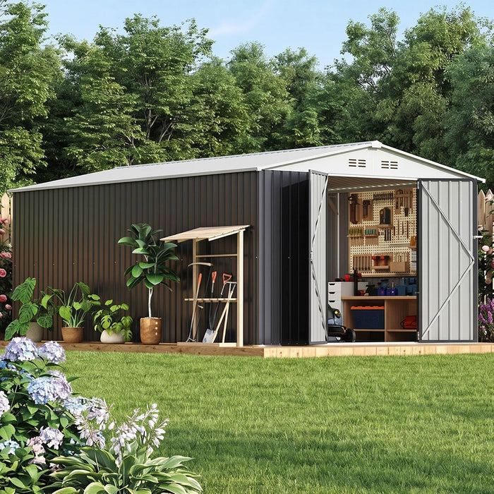 Polar Aurora 10x16 Outdoor Storage Metal Shed with Updated Frame Structure