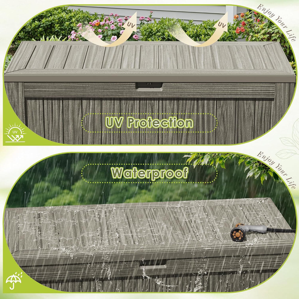 Devoko 125 Gallon Outdoor Storage Box, Waterproof Resin Deck Box