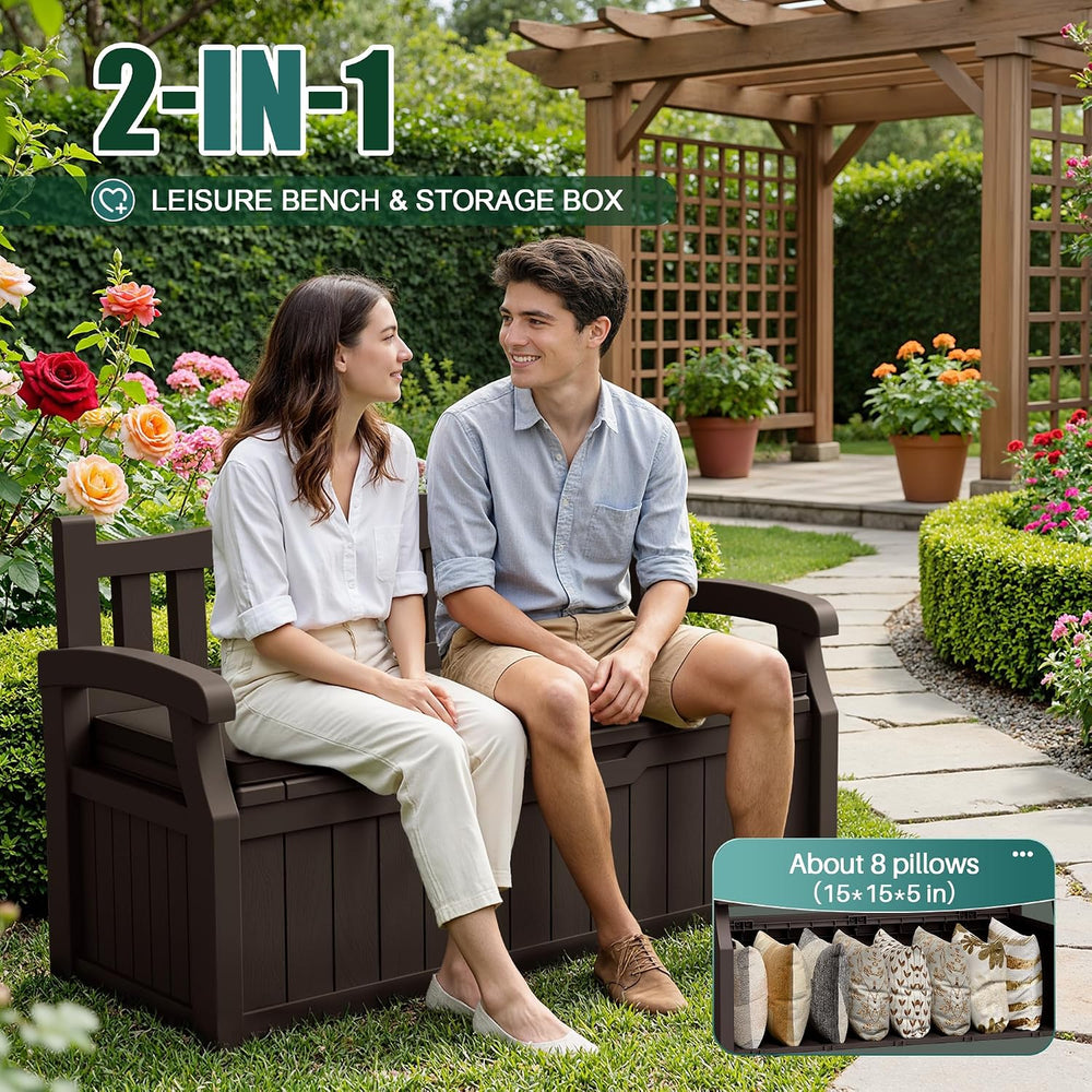 Devoko 80 Gallon Storage Bench with Cushion, Deck Box Waterproof&Lockable