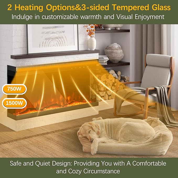 Charavector 30 inch 3-Sided Electric Fireplace Inserts