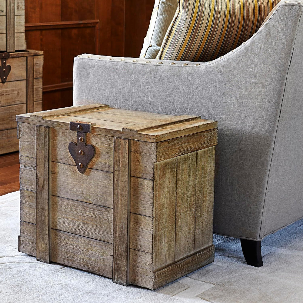 Household Essentials Small Antiqued Decorative Trunk, Gray Finish