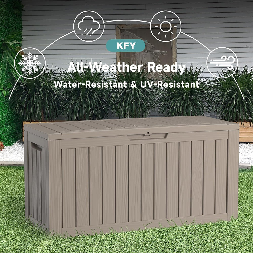 150 Gallon Large Resin Outdoor Storage Box Grey