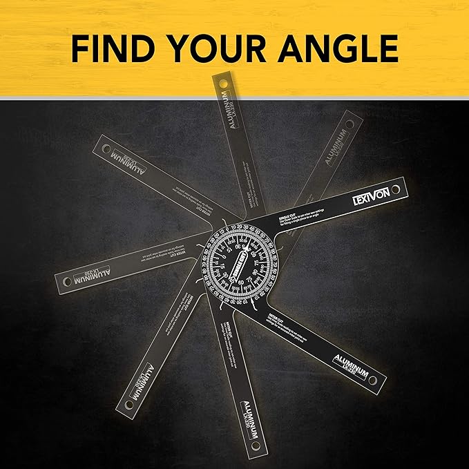 LEXIVON Aluminum Miter Saw Protractor | 7-Inch Rust Proof Angle Finder (2-pack)