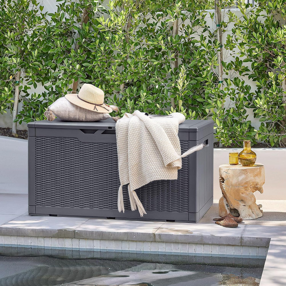 Devoko 97 Gallon Deck Box, Waterproof Resin Outdoor Storage Box for Outside a...
