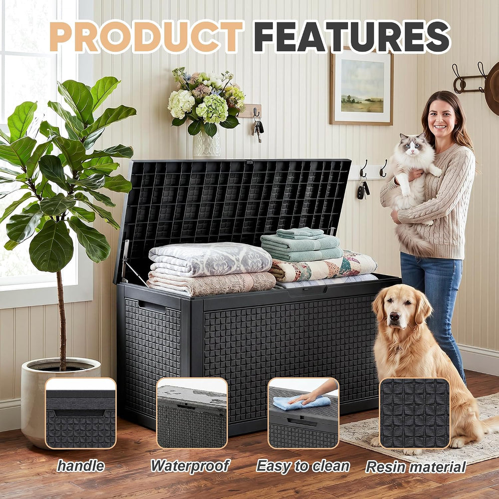 EasyUp 110 Gal Waterproof Outdoor Storage Box UV Resistant Deck Box