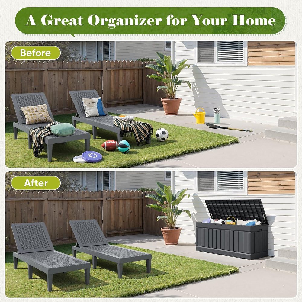 Flamaker Outdoor Storage Box 80 Gallon Resin Waterproof Deck Box