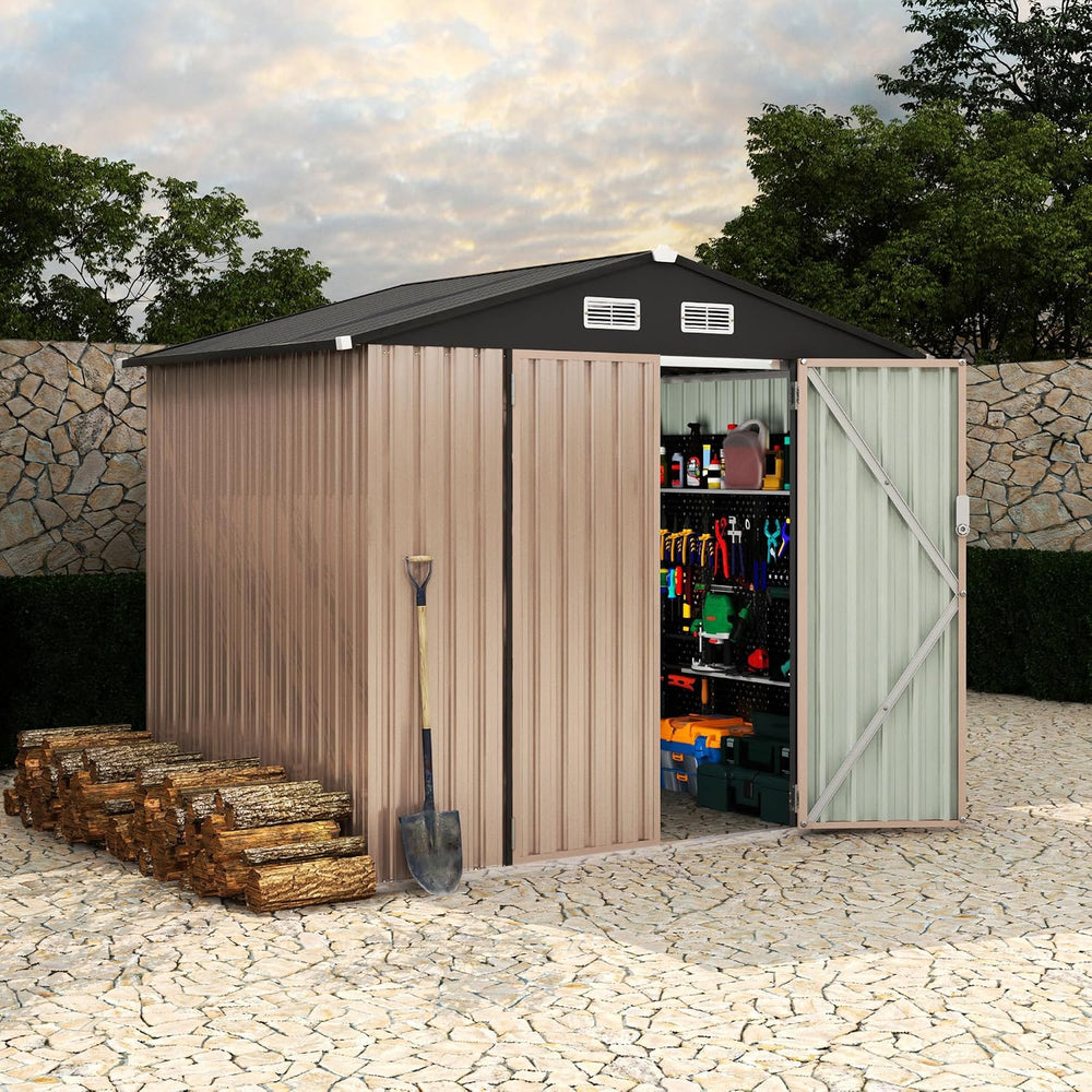 6x8 FT Metal Storage Sheds Outdoor, Metal Tool Shed with Lockable Door, Metal...