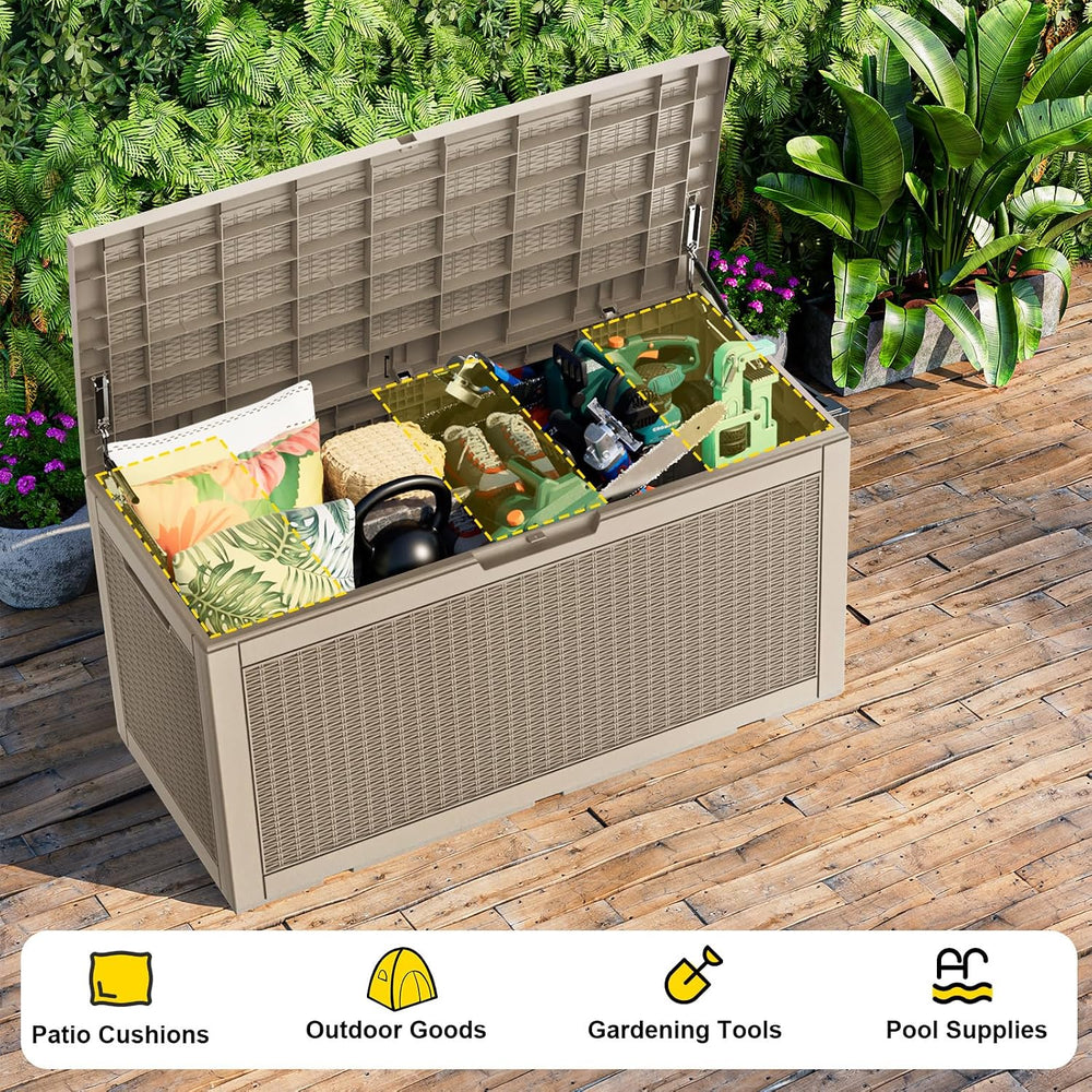 100Gal Waterproof Outdoor Storage Box UV Resistant Deck Box