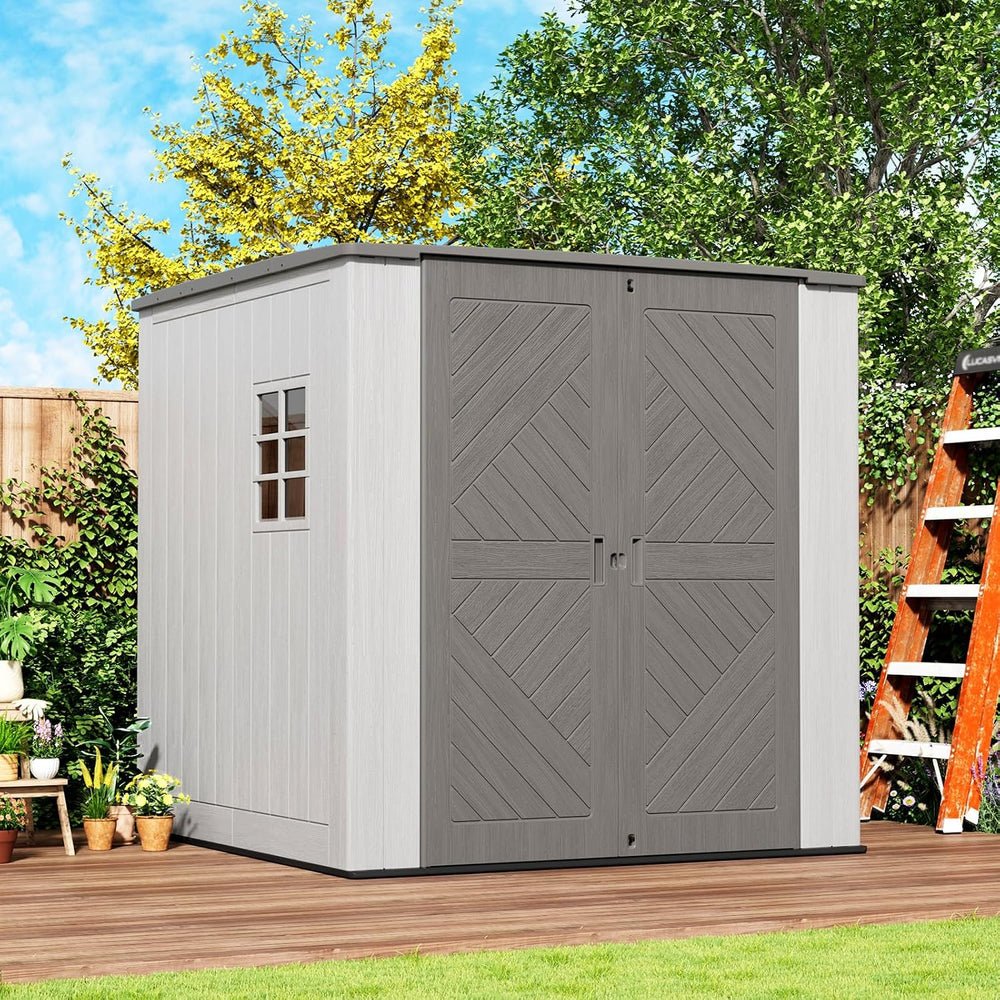 HOMSPARK Outdoor Storage Shed 6x6 Ft, All-Weather Resistant Resin Garden Shed...