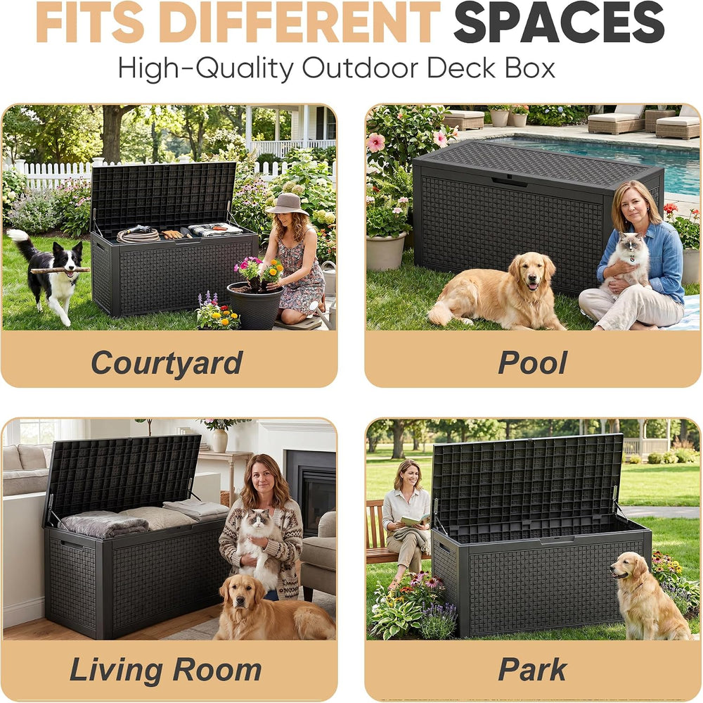 EasyUp 110 Gal Waterproof Outdoor Storage Box UV Resistant Deck Box