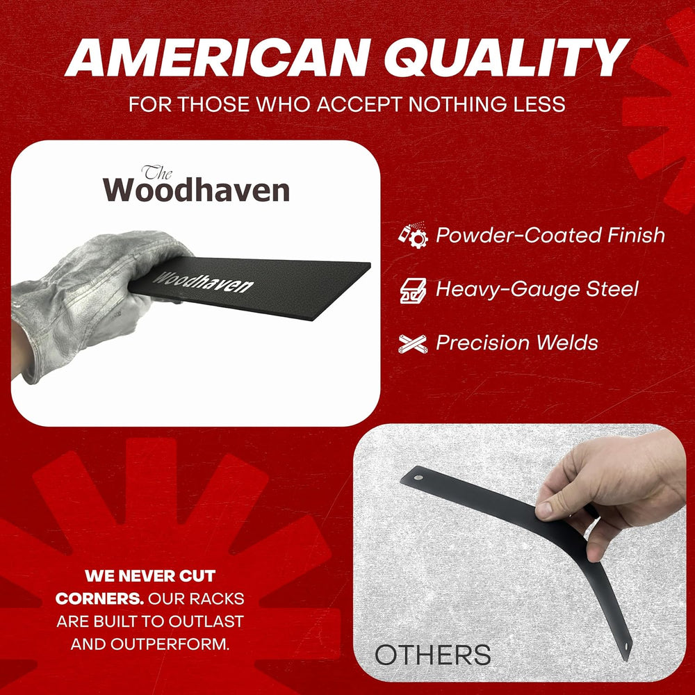 Woodhaven 6-Foot Black Raised Firewood Rack, 1/3 Cord w/o Cover|Made in USA