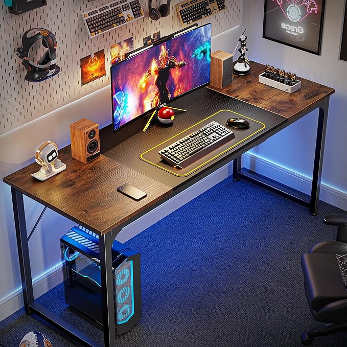 Huuger Computer Desk, 63 Inch Office Desk, Gaming Desk