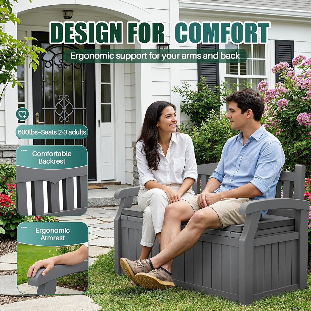 Devoko 80 Gallon Storage Bench with Cushion, Deck Box Waterproof&Lockable
