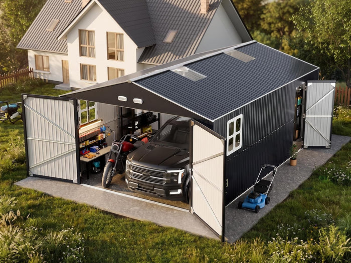 K Knowbody 13x20 FT Metal Garage Shed with Base Floor Kit