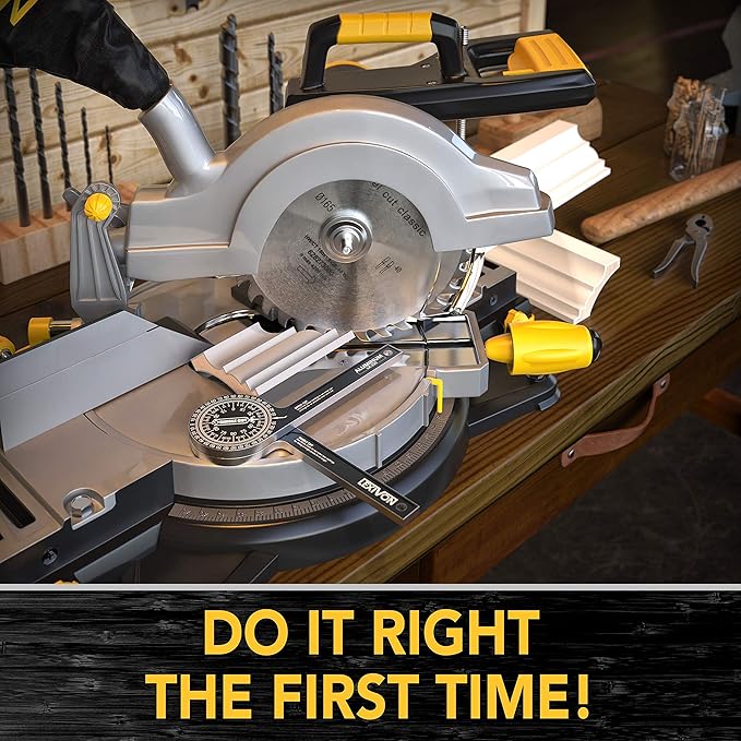 LEXIVON Aluminum Miter Saw Protractor | 7-Inch Rust Proof Angle Finder (2-pack)