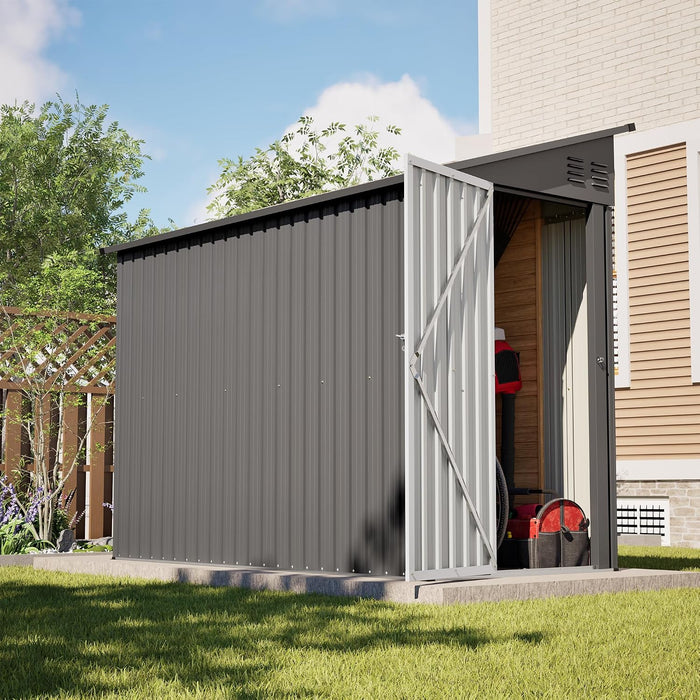 YOPTO 4×8 FT Lean to Metal Shed, Outdoor Heavy-Duty Storage Shed