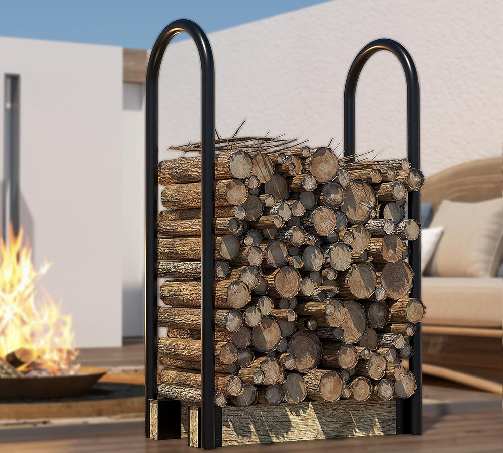 Fire Beauty Adjustable Firewood Rack, Indoor Outdoor Log Holder Storage