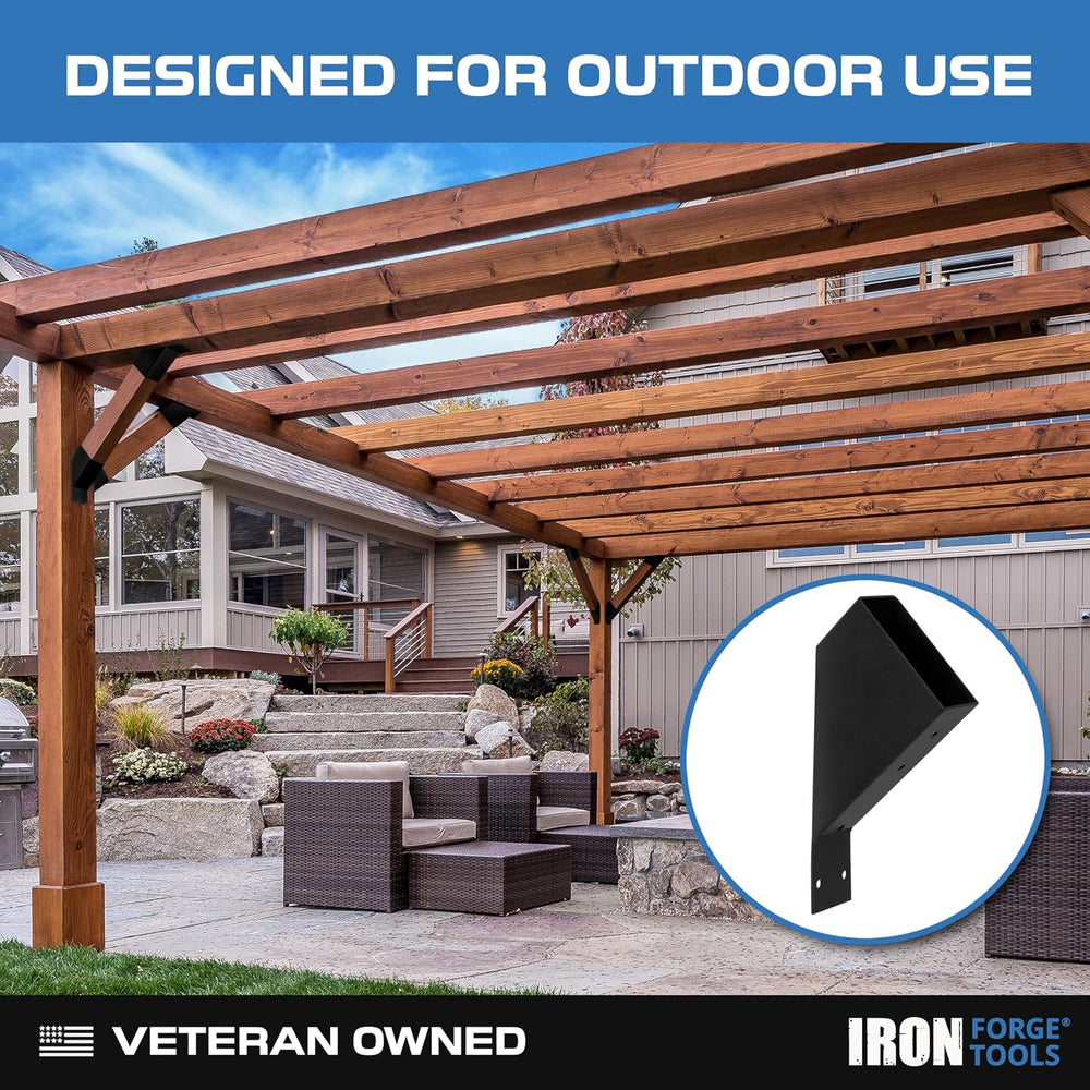 Iron Forge Tools Pergola Brackets, 2x4 Corner Kit, 8 Pack, Powder Coated