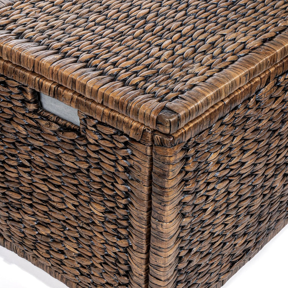Eyely MPH9005B Amanda Wicker Weave 30" Storage Trunk, Brown Wash