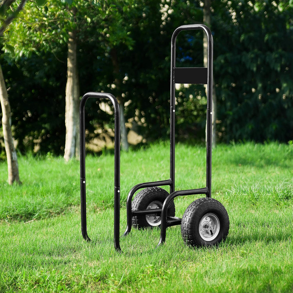 Firewood Carrier – Rolling Storage Cart for Logs with 2 Wheels and Heavy-Duty...